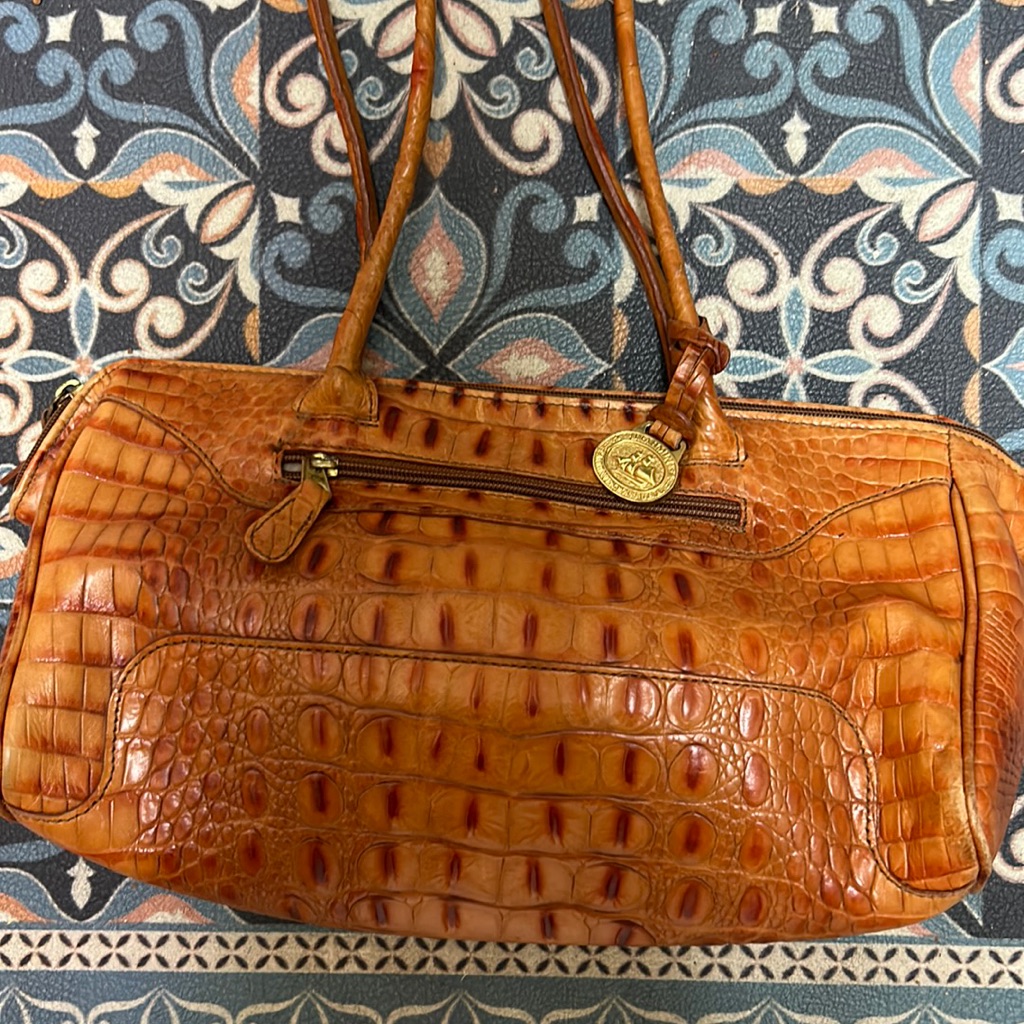 Brahmin Mini Asher Satchel /Pecan Croc Embossed